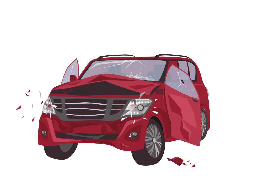 車が破損しているイラスト